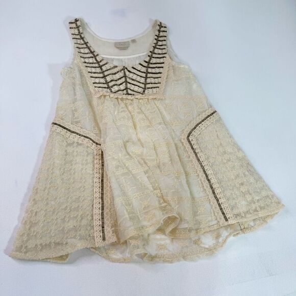 Vanessa Virginia Anthropologie Top Womens 6 Ivory Beaded Embroidered Sleeveless - Picture 1 of 12